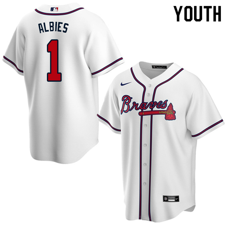 Nike Youth #1 Ozzie Albies Atlanta Braves Baseball Jerseys Sale-White